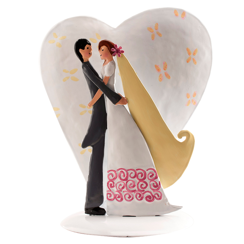 Mariés en métal avec cœur de 18 cm