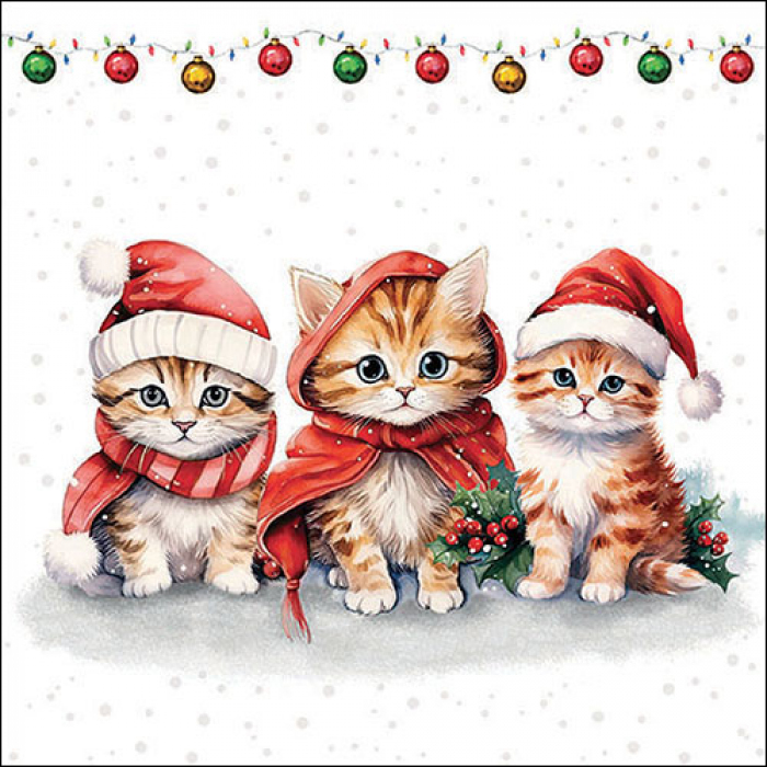 Serviette de Noël pour chaton 33x33cm Emb.20