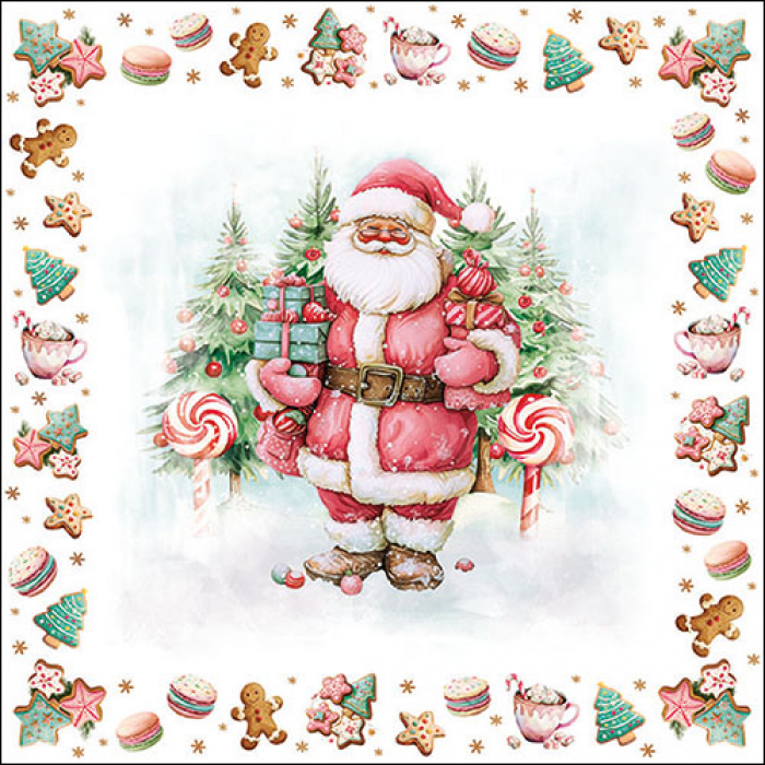 Serviette de table 33x33cm Père Noël Sweet Emb.20