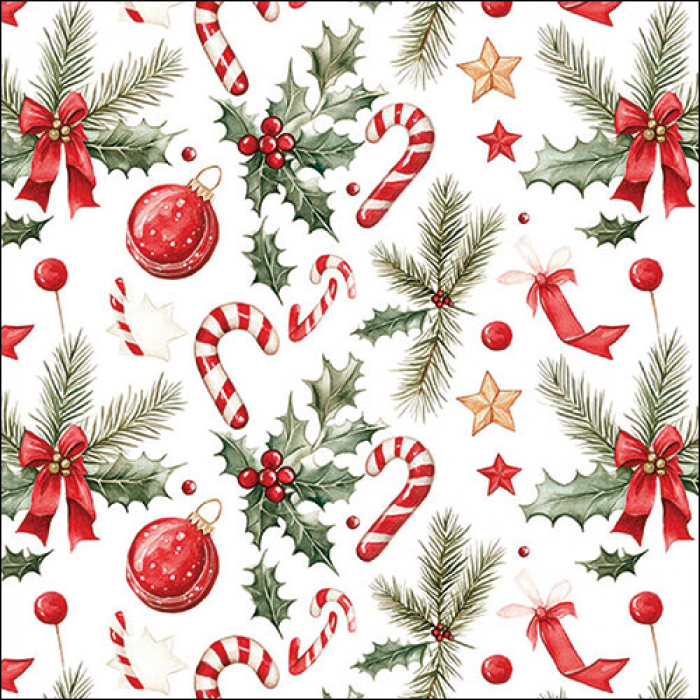 Serviette de table 33x33cm déc. Noël Amb.20