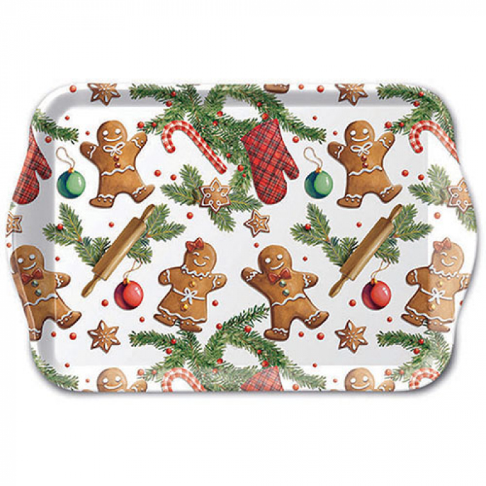 Plateau en mélamine déc. Gingembre de Noël 13x21cm