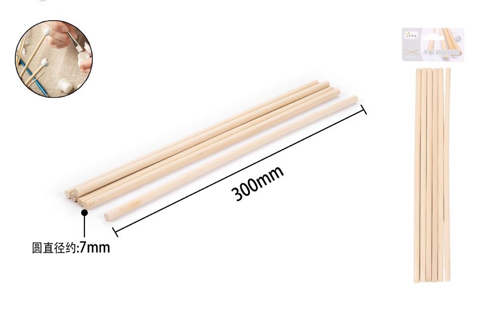 Bâton en bois naturel 30cmx7mm