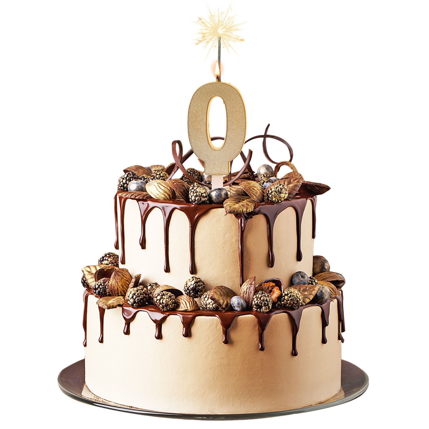 Bougie d’anniversaire dorée avec flamme lumineuse No.