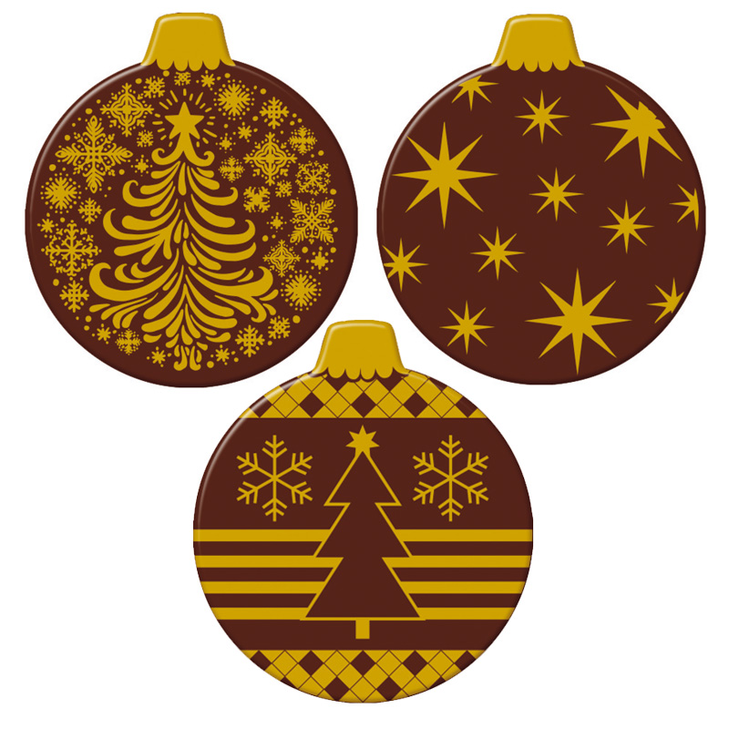 Boules de Noël 2D Chocolat Noir 3.9x4.5cm Emb3