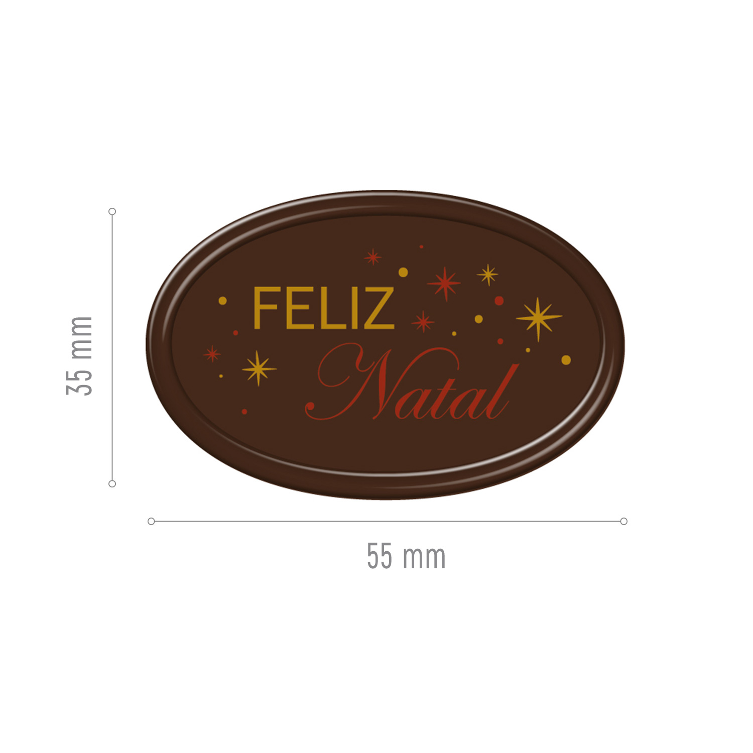 Assiette Joyeux Noël Chocolat Noir Ovale 5.5x3.5cm Boîte de 60