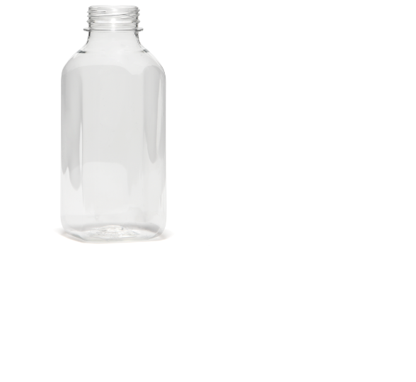 Bouteille en pet avec bouchon carré 130x50mm 25