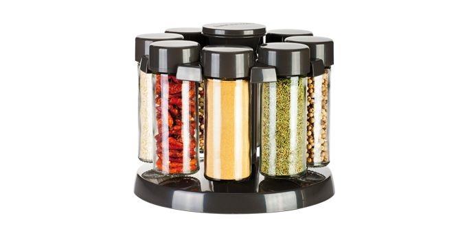Bocaux à épices avec support rotatif 8 pcs.