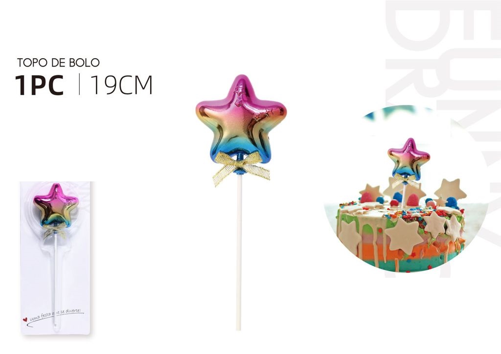 Ornement de gâteau ballon étoile coloré 19cm