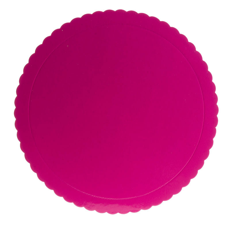 Base ronde ondulée rose 30cm x h3mm