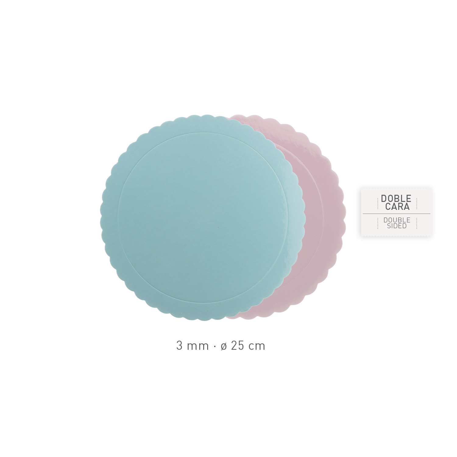 Base ronde ondulée bleu/rose 25cm x h3mm