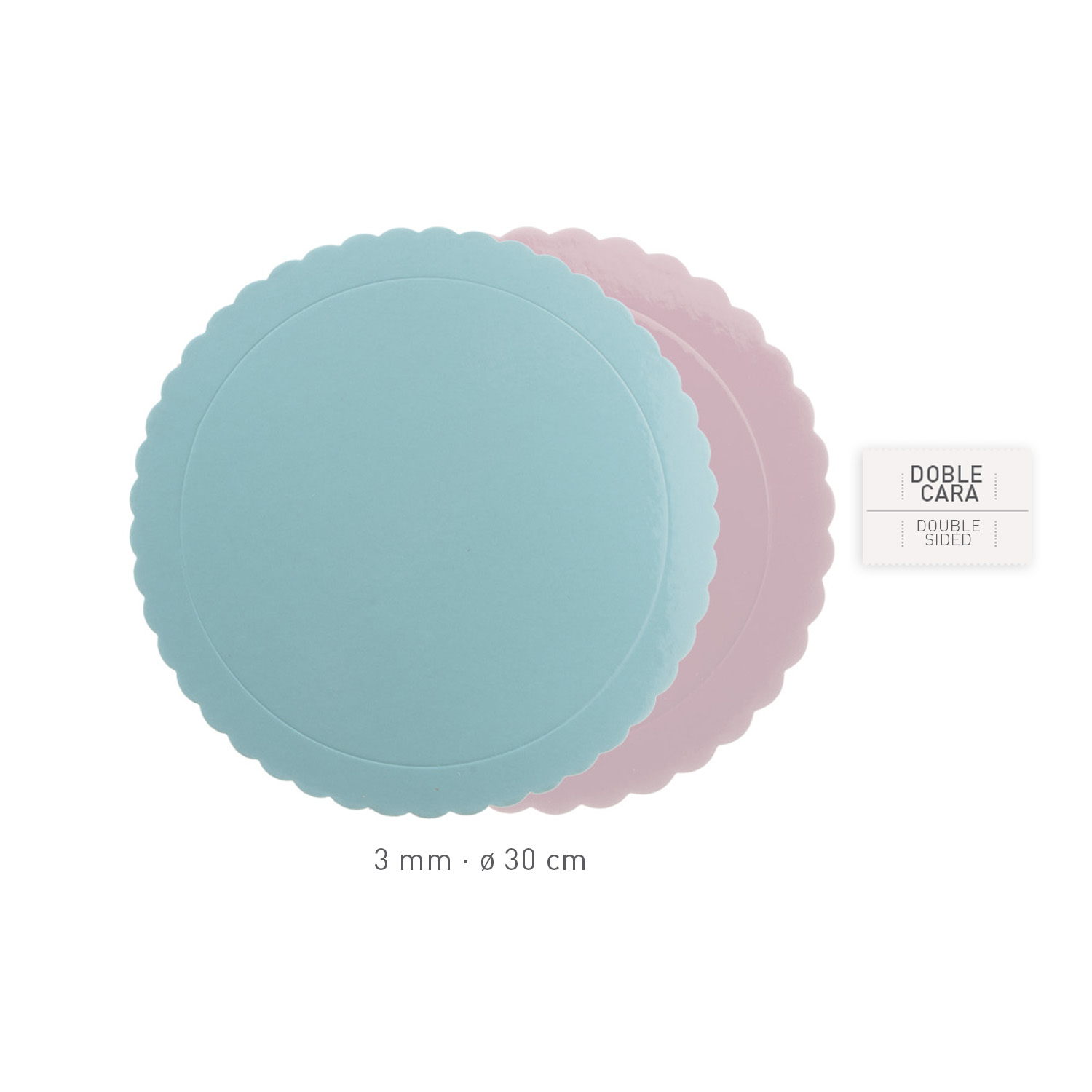 Base ronde ondulée bleu/rose 30cm x h3mm