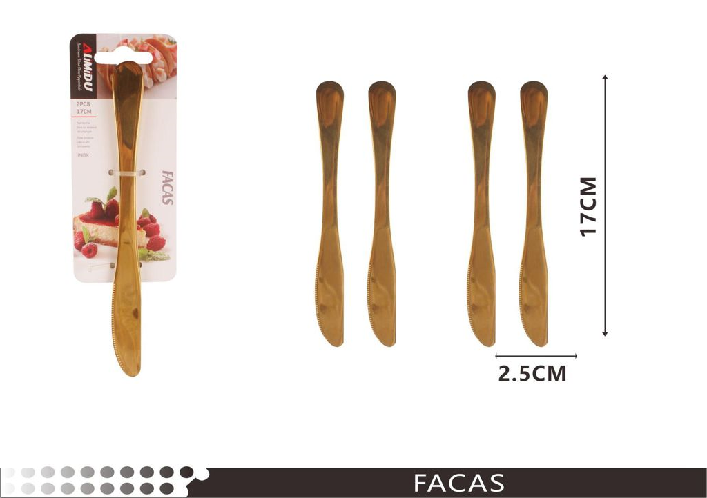 Couteau doré 2 pièces 17 cm
