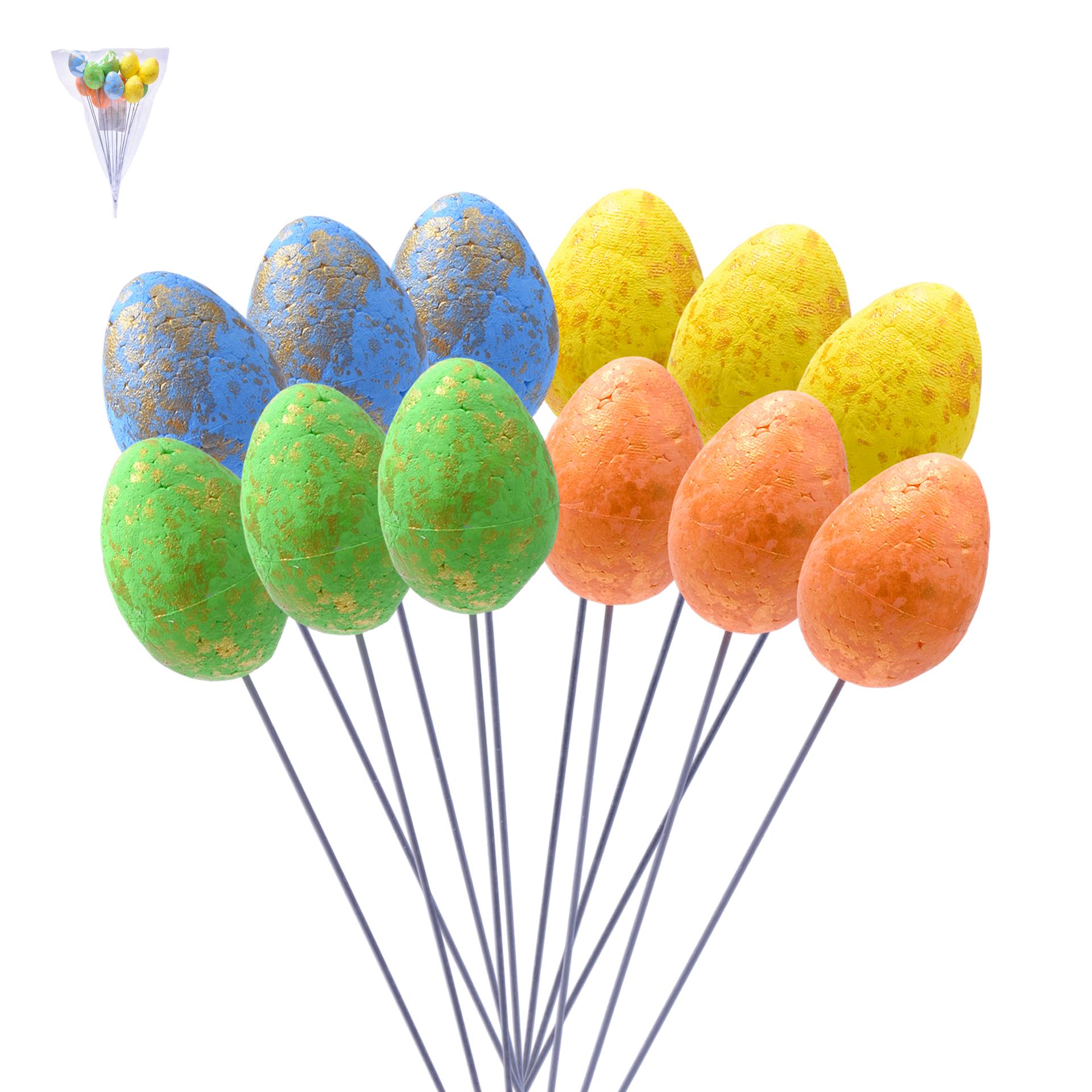 Oeufs de Pâques décorés d’une brochette 2,5x3,5 cm