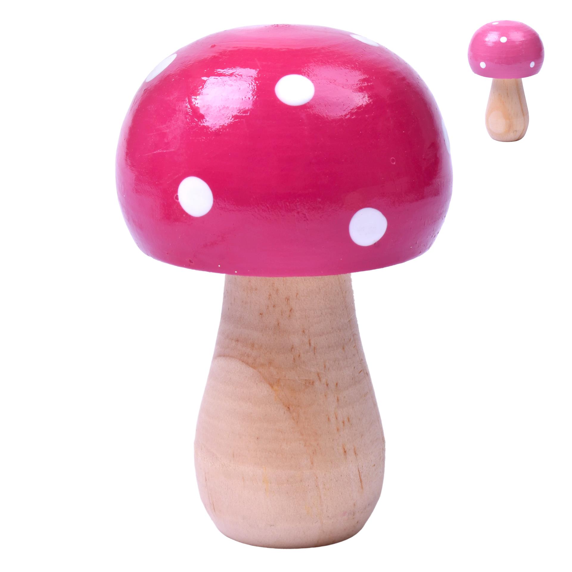 Champignon en bois décoré 8,5x5,5cm