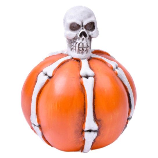 Citrouille décorative avec crâne en porcelaine 9cm