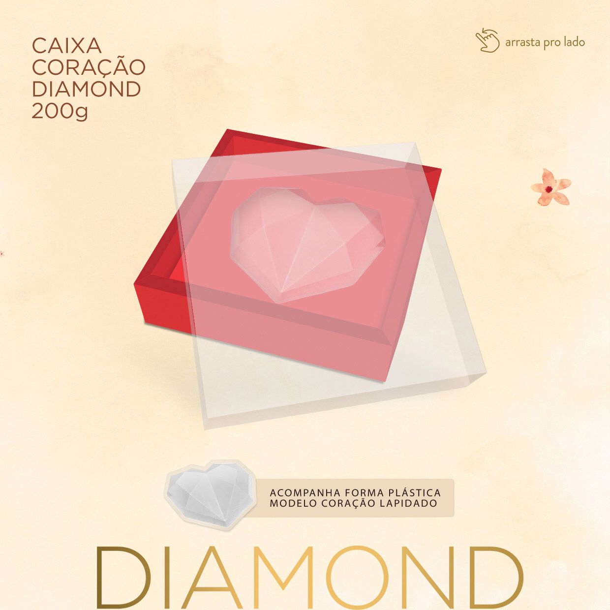 Diamant Rouge Coeur Boîte 200g 14.3x