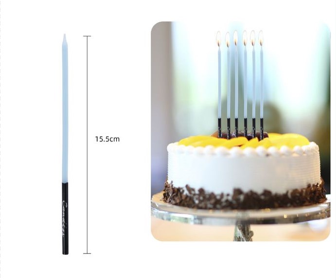 Bougie d’anniversaire bleue 15,5 cm, 6 unités