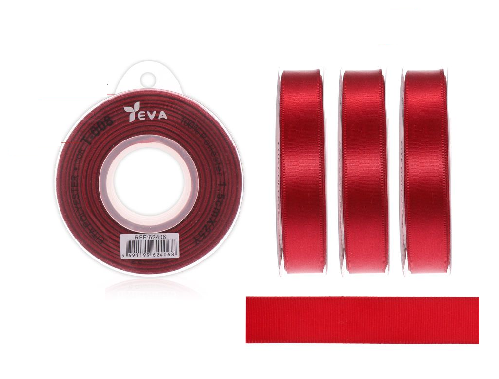 Ruban décoratif rouge 25mt x 1.5cm