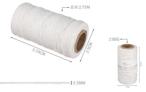 Fil de coton blanc 2 mm 85 g 75 mètres