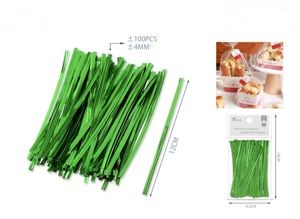 Lot de 100 attaches en métal vert de 12cm