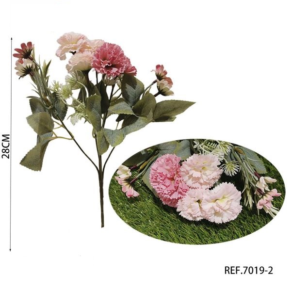 Branche de chrysanthème blanc et rose 28cm