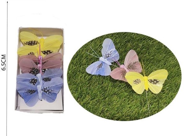 Papillon coloré 6,5 cm Boîte 6