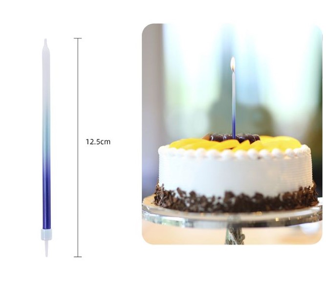 Bougie satinée bleue 12,5 cm 6 pièces