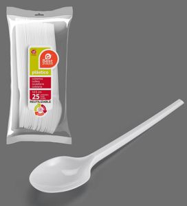 Cuillère blanche réutilisable de 16,5 cm (25 unités)