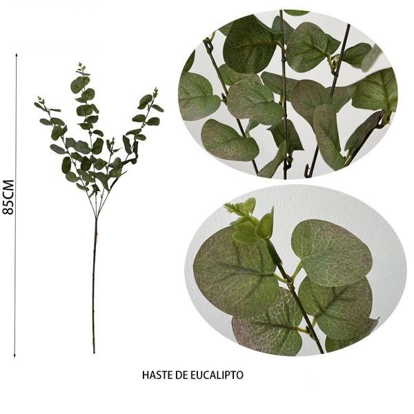 Tige d’eucalyptus vert avec 27 85cm