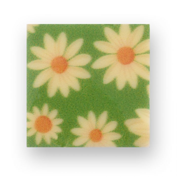 Carré de chocolat blanc avec des fleurs L2.8cm