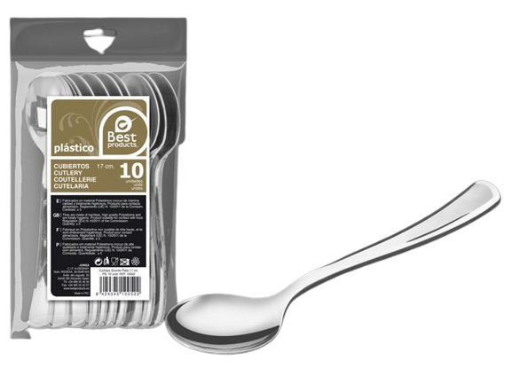 Cuillère en plastique argentée réutilisable 17cm Sc.10