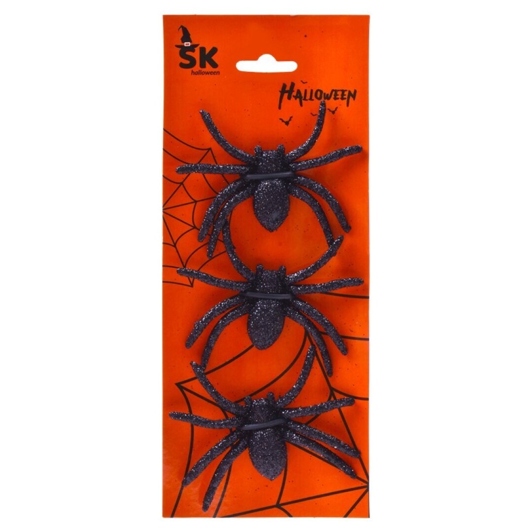 Lot de 3 araignées d’Halloween 6cm