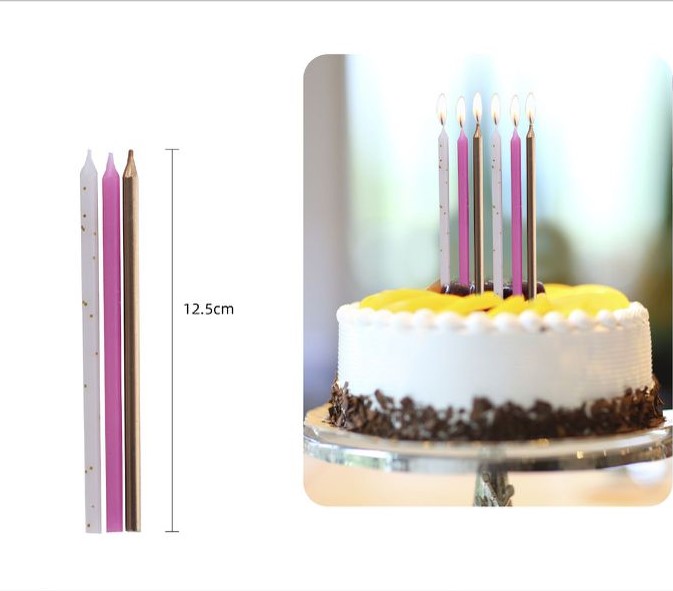 Bougie d’anniversaire rose 12cm 12 pièces.