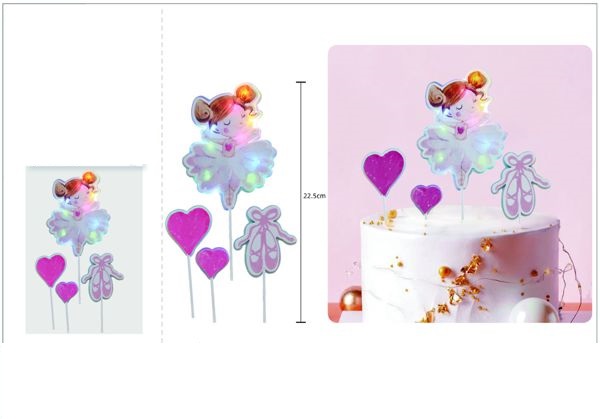 Ornement de ballerine avec Led 22.5cm 4 pcs