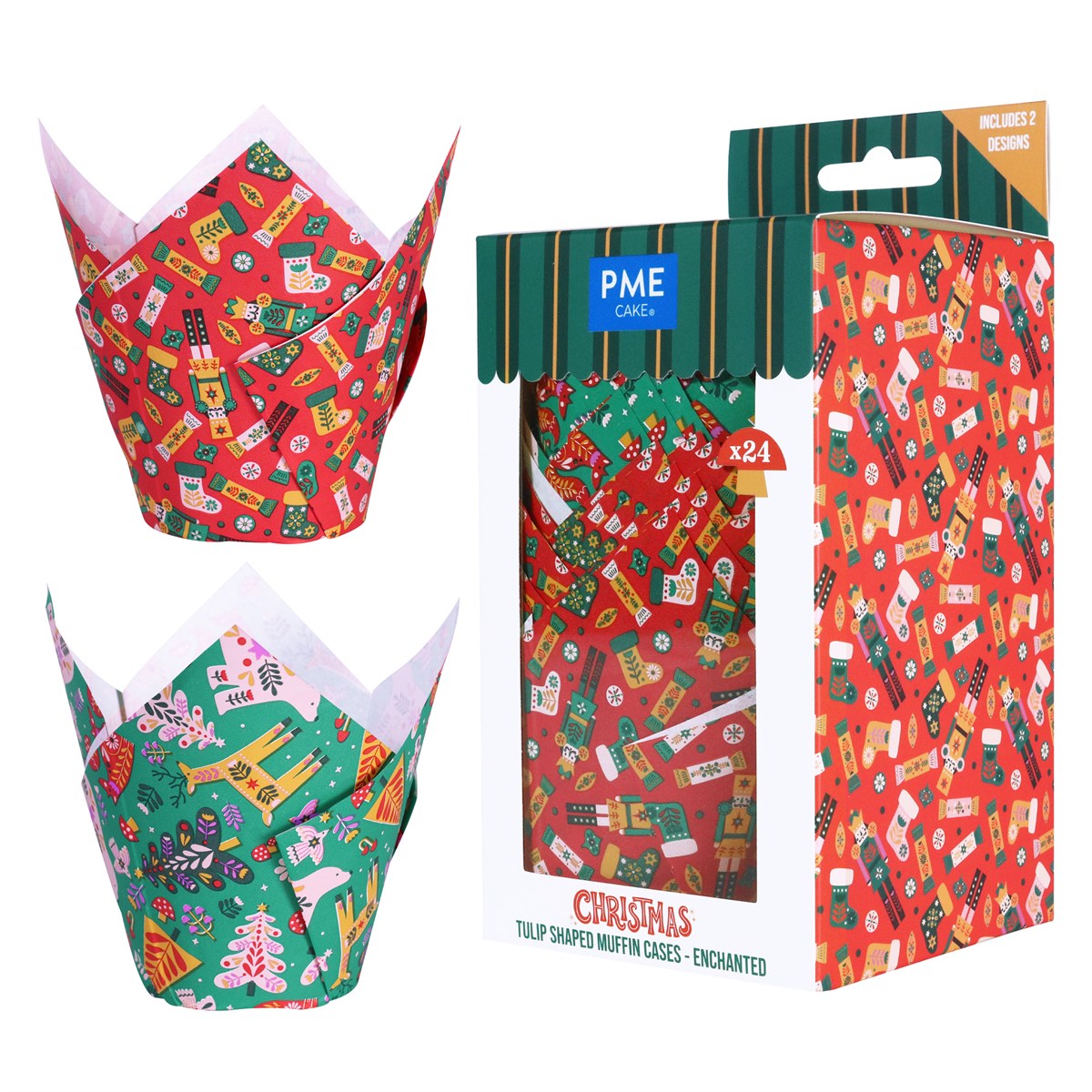 Paquet de tulipes en papier de Noël enchantées de 9 x 5 cm.