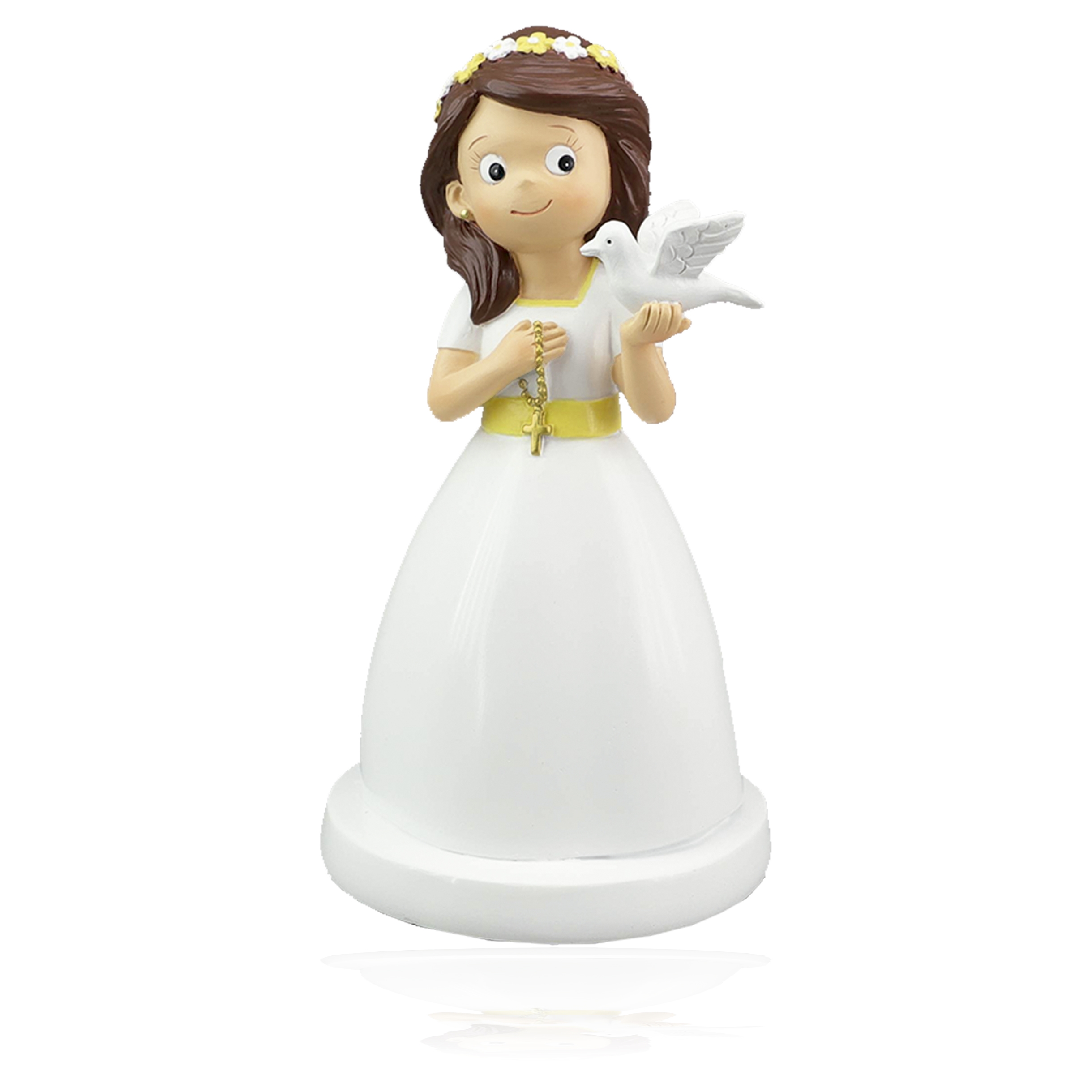 Fille de communion en résine avec colombe 16cm