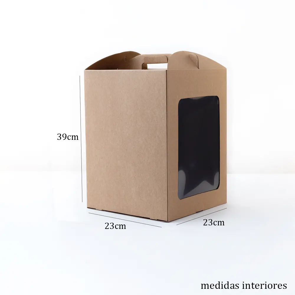 Paquet de 10 unités – 23x23x39cm - Boîte à gâteau (KRAFT) AVEC FENÊTRE