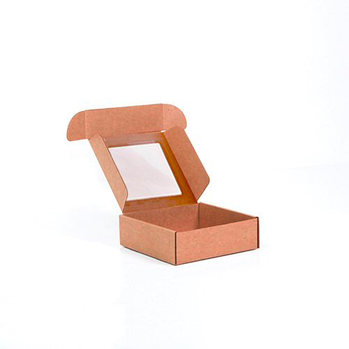Boîte d’expédition kraft avec fenêtre 15 x 15 x 5 cm