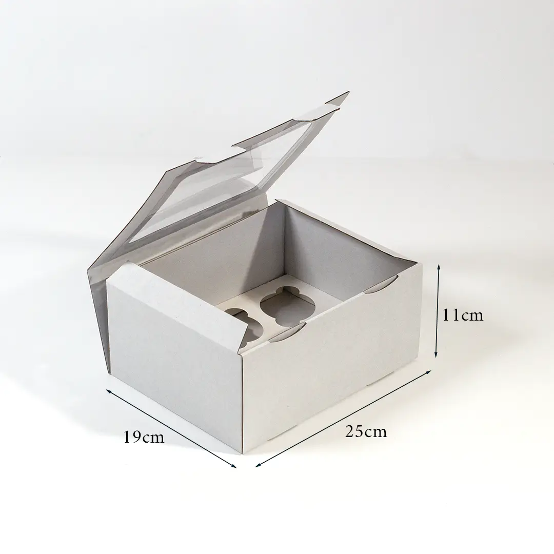 Boîte pour 6 Cupcakes 25x19x11cm Blanc avec fenêtre