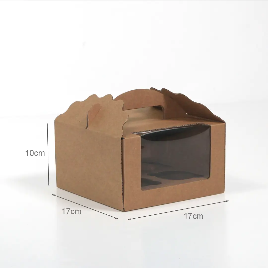 Micro Boîte Kraft pour 4 Cupcakes Type Fleur 17x17x