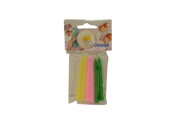 Bougies torsadées assorties de 7 cm, paquet de 6