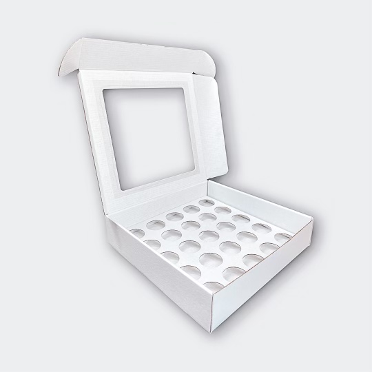 Boîte blanche pour 25 brigadeiros avec fenêtre.