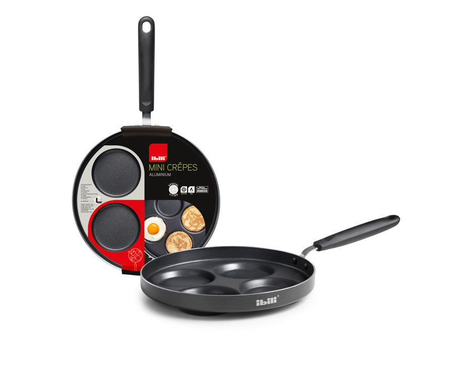 Poêle pour 4 Mini Crêpes ou Oeufs 26cm