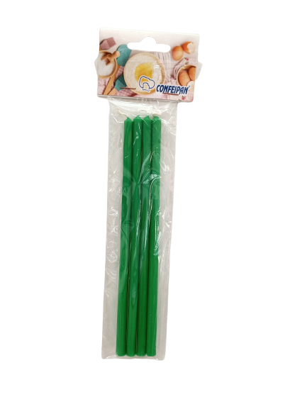 Bougies vertes unies Lot de 4