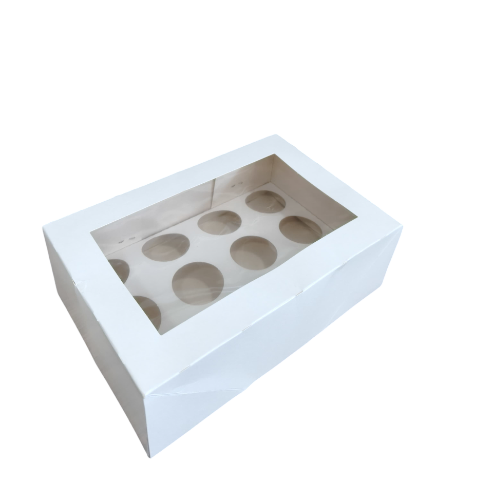 Boîte P8 blanche avec fenêtre pour 12 brigadeiros 18x12x6cm Sc.5 unités.