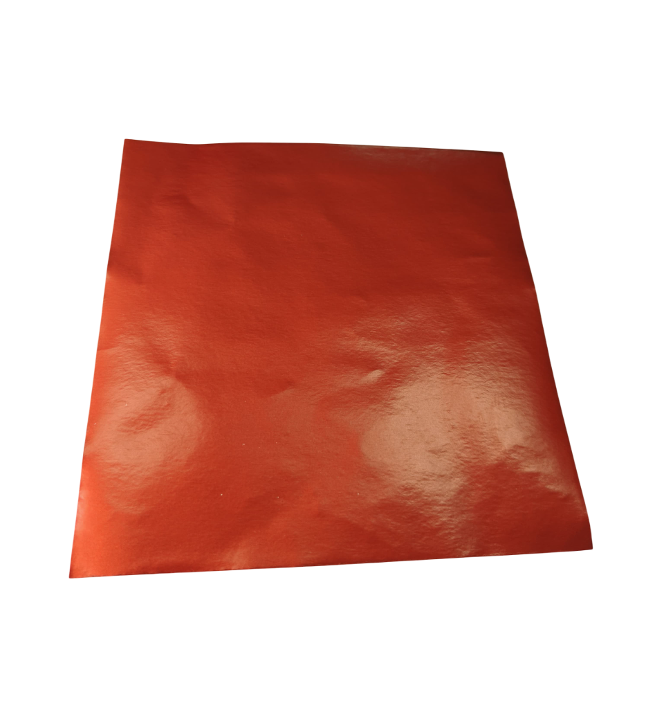 Feuille d’aluminium rouge 12x12cm sc. +/-25