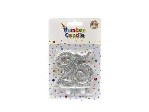 Bougie Argent 7.5x7.5cm 25 ans