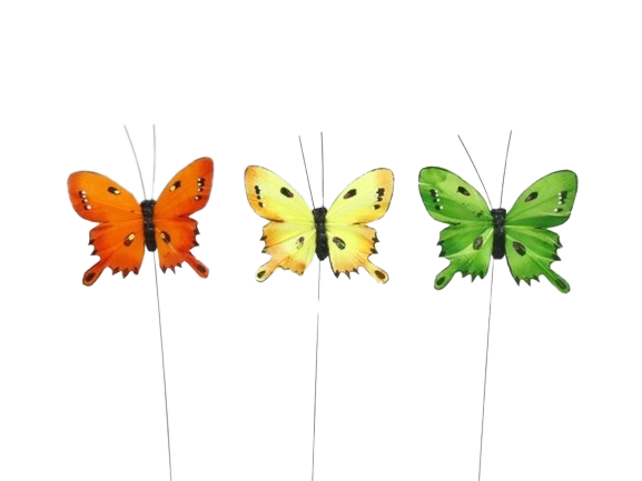 Papillon coloré 7,5cm Boîte de 12