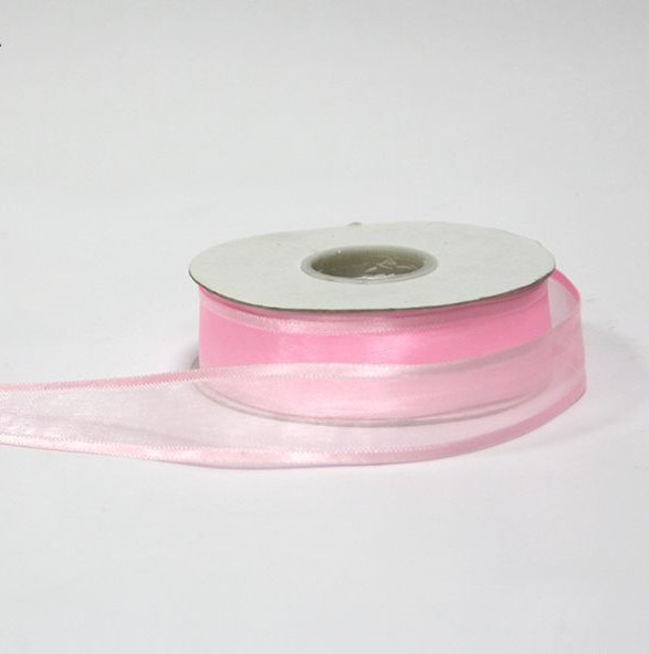 Ruban d’organza avec barre rose 2,5 cm x 23 m