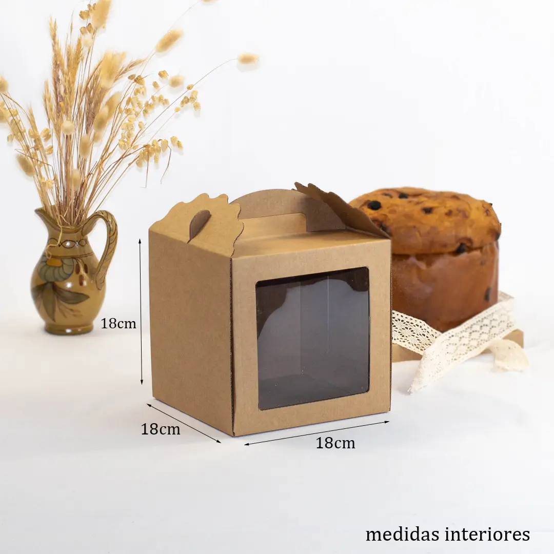 Boîte « Panettone » avec fenêtre et séparateur 18x18x18 Kraft